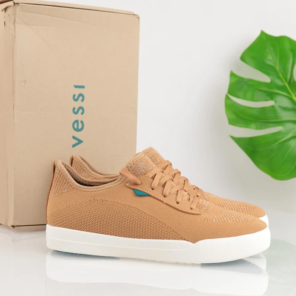Vessi Womens Weekend Sneakers Size 9 Waterproof Oak Brown Lace Up Comfort Shoes